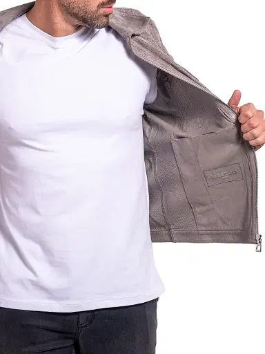 Maceoo Men's Ascension Leather Jacket - Grey | Thumbnail 6