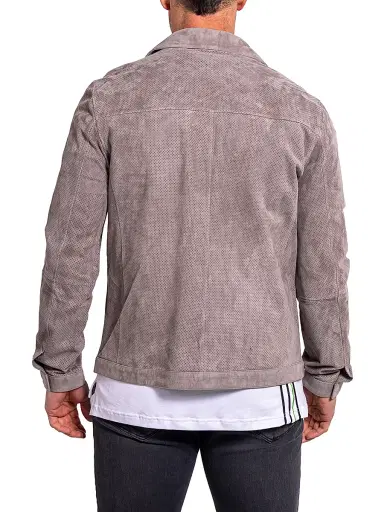 Maceoo Men's Ascension Leather Jacket - Grey | Thumbnail 7
