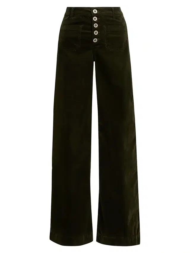 Ramy Brook Women's Cindy Velvet Wide-Leg Pants - Deep Olive Velvet