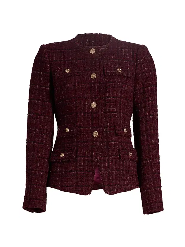 Generation Love Women's Havana Cotton-Blend Metallic Tweed Jacket - Malbec Multi