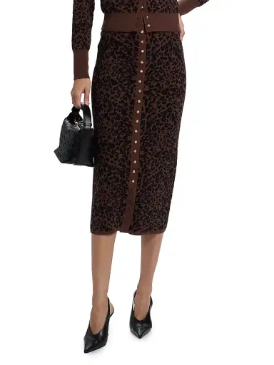 Generation Love Women's Primrose Leopard Jacquard Knit Midi-Skirt - Brown Black | Thumbnail 3 Generation Love Women's Primrose Leopard Jacquard Knit Midi-Skirt - Brown Black | Thumbnail 3