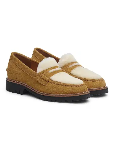 rag & bone Women's Corey 0MM Suede & Shearling Loafers - Camel Suede Shearling | Thumbnail 2 rag & bone Women's Corey 0MM Suede & Shearling Loafers - Camel Suede Shearling | Thumbnail 2