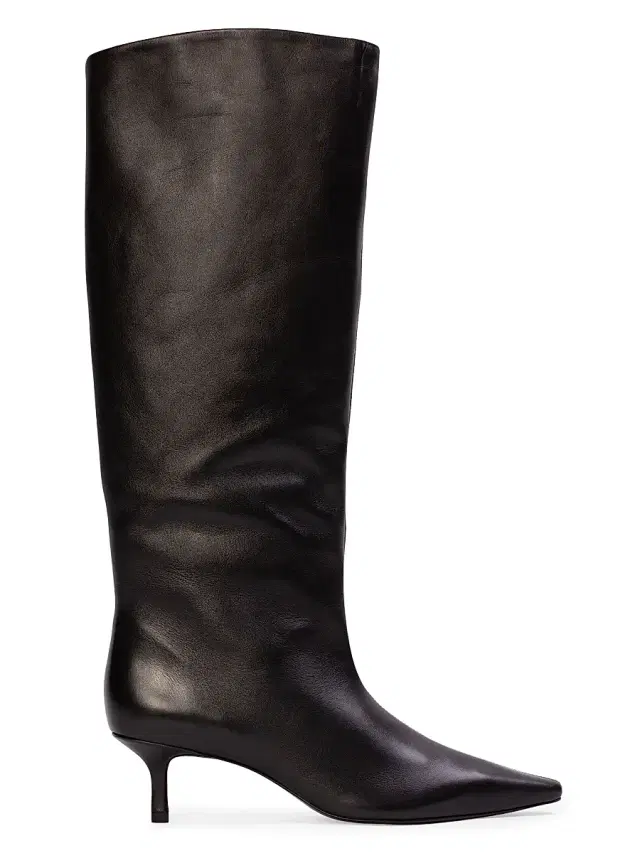Black Suede Studio Women's Sutton 50MM Leather Boots - Black Leather