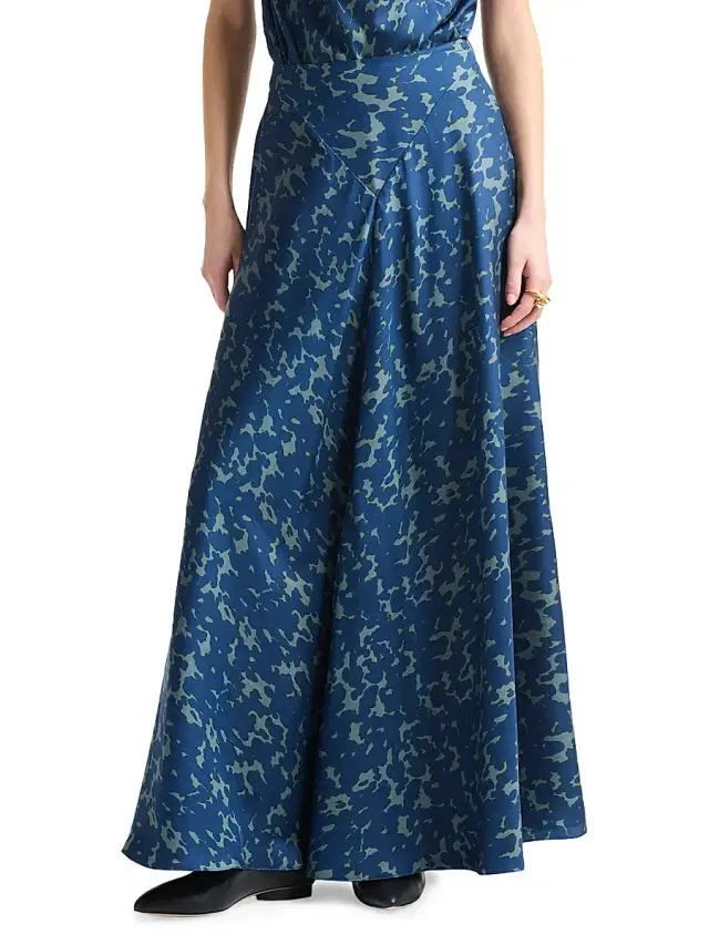 Altuzarra Women's Ames Silk Maxi Skirt - Smoke Azure Tortoise