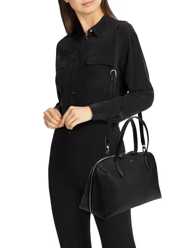 TOTEME Women's Medium Grained-Leather Day Tote - Black | Thumbnail 2