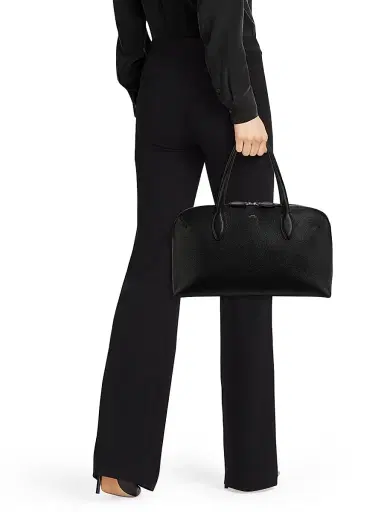TOTEME Women's Medium Grained-Leather Day Tote - Black | Thumbnail 3