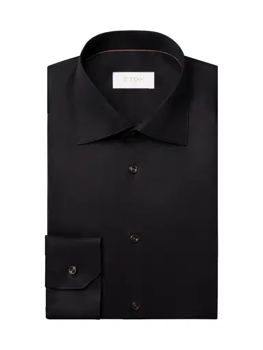 Eton Men's Contemporary-Fit Elevated Twill Dress Shirt - Black - Size 18 | Thumbnail 1 Eton Men's Contemporary-Fit Elevated Twill Dress Shirt - Black - Size 18 | Thumbnail 1