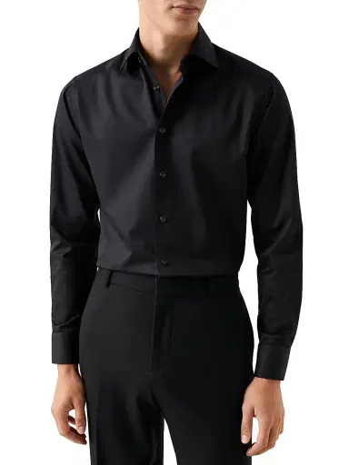 Eton Men's Slim-Fit Elevated Twill Shirt - Black - Size 17.5 | Thumbnail 3 Eton Men's Slim-Fit Elevated Twill Shirt - Black - Size 17.5 | Thumbnail 3