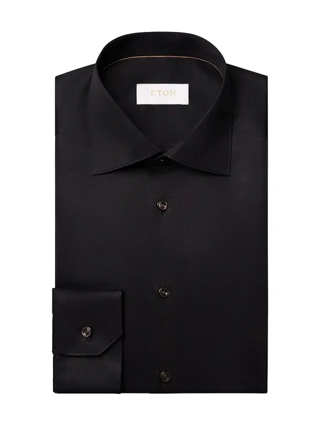Eton Men's Slim-Fit Elevated Twill Shirt - Black