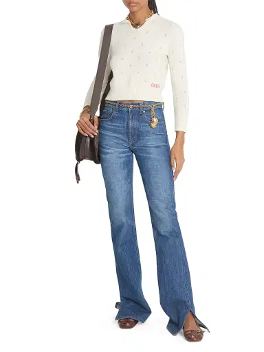Chloé Women's Pointelle Wool-Cashmere Sweater - Iconic Milk | Thumbnail 2 Chloé Women's Pointelle Wool-Cashmere Sweater - Iconic Milk | Thumbnail 2