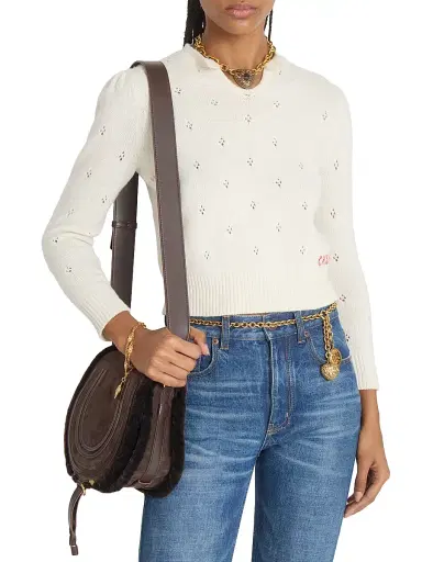 Chloé Women's Pointelle Wool-Cashmere Sweater - Iconic Milk | Thumbnail 6 Chloé Women's Pointelle Wool-Cashmere Sweater - Iconic Milk | Thumbnail 6