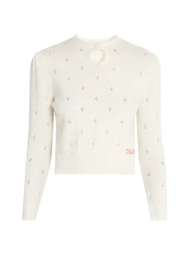 Chloé Women's Pointelle Wool-Cashmere Sweater - Iconic Milk | Thumbnail 1 Chloé Women's Pointelle Wool-Cashmere Sweater - Iconic Milk | Thumbnail 1