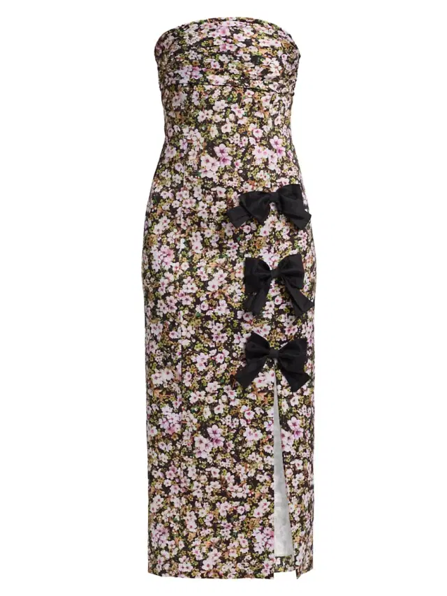 Kika Vargas Women's Violetta Floral Bandeau Sheath Dress - Green