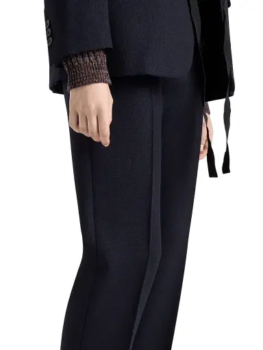 Prada Women's Wool Rush Stitch Pants - Blue - Size 10 | Thumbnail 4