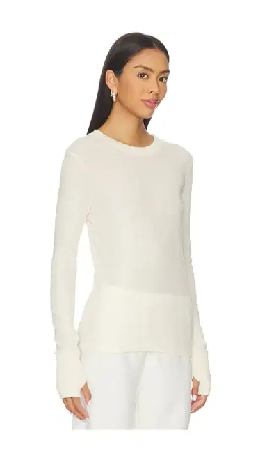 ENZA COSTA Cashmere Easy Cuffed Crew Top | Thumbnail 2