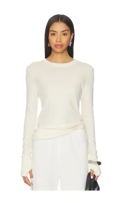 ENZA COSTA Cashmere Easy Cuffed Crew Top | Thumbnail 1
