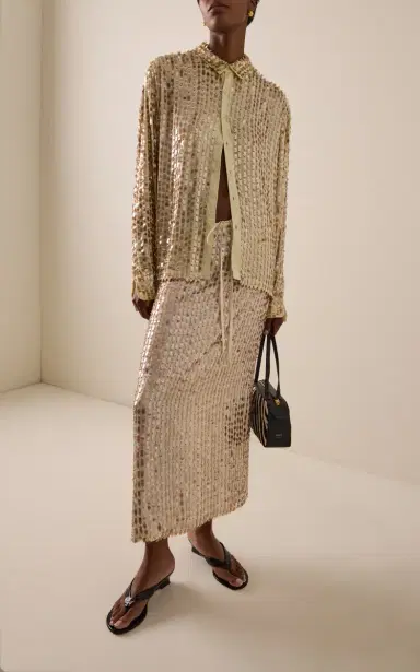 Zankov Gabrielle Embellished Silk-Blend Shirt | Thumbnail 4