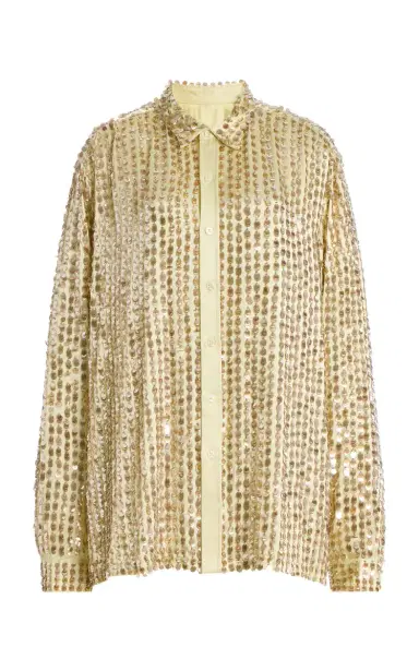 Zankov Gabrielle Embellished Silk-Blend Shirt | Thumbnail 8