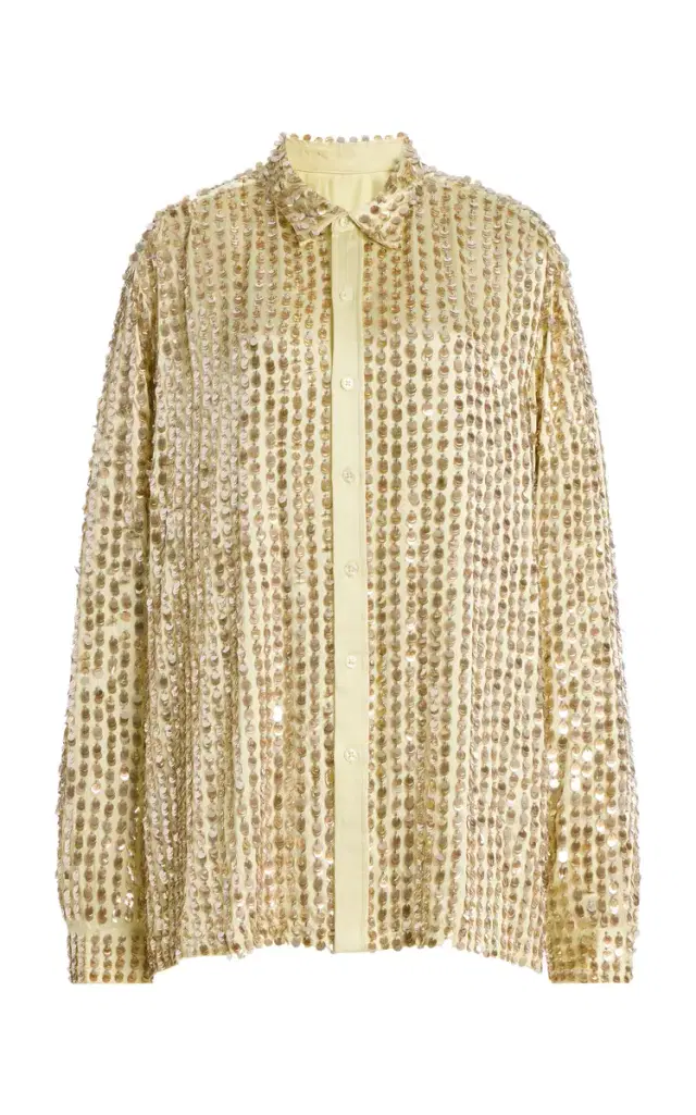Zankov Gabrielle Embellished Silk-Blend Shirt