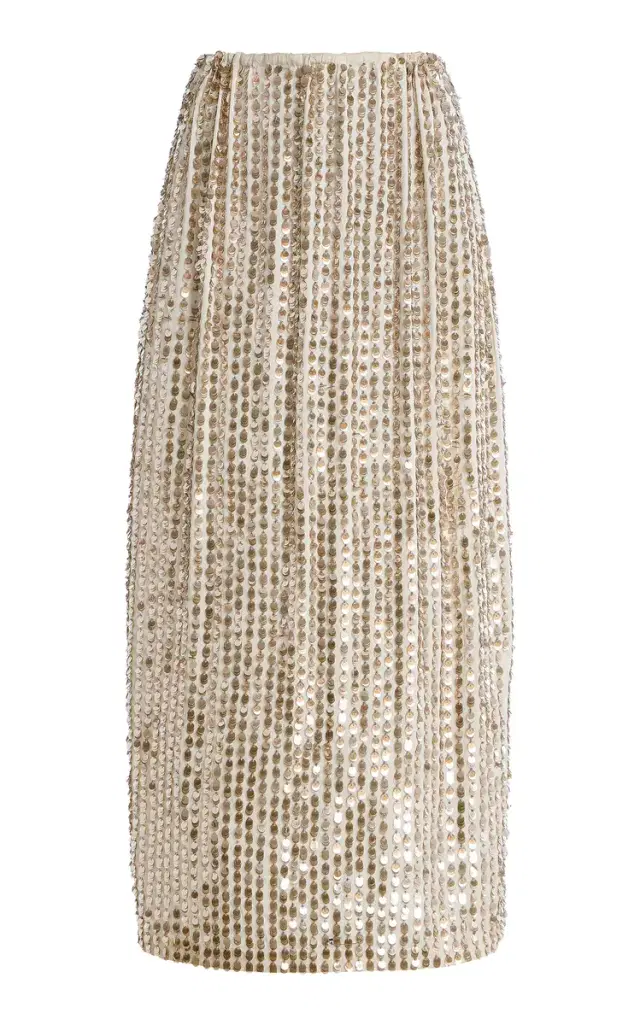 Zankov Marcella Embellished Stretch-Silk Maxi Skirt