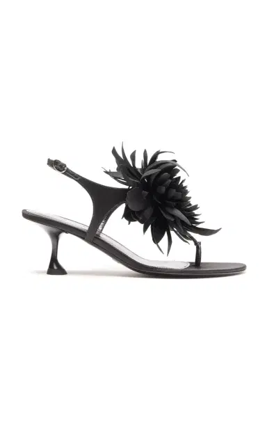 Proenza Schouler Tee Flower-Detailed Satin Thong Sandals | Thumbnail 2