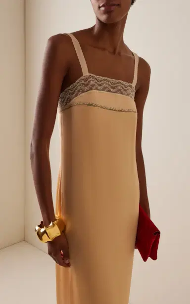 COLLEEN ALLEN Lace-Trimmed Silk Maxi Dress | Thumbnail 4