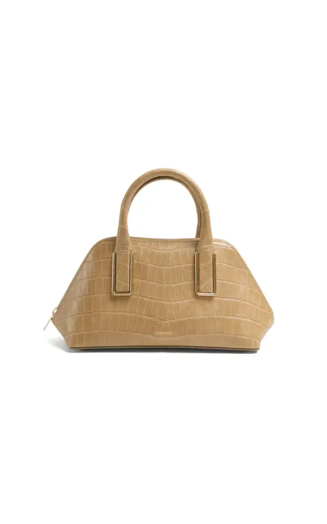 Wynn Small Croc Embossed Leather Top Handle Bag - Tan - OS
