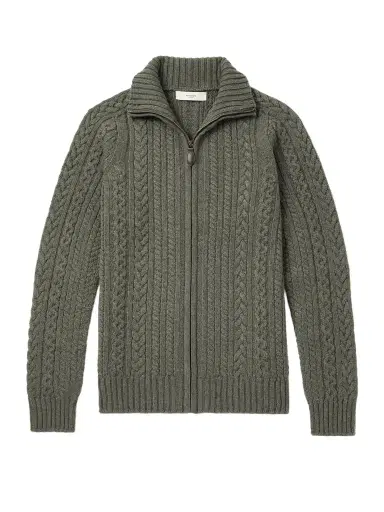 Purdey Burlington Cable-Knit Wool and Cashmere Zip-Up Cardigan - Men | Thumbnail 1 Purdey Burlington Cable-Knit Wool and Cashmere Zip-Up Cardigan - Men | Thumbnail 1