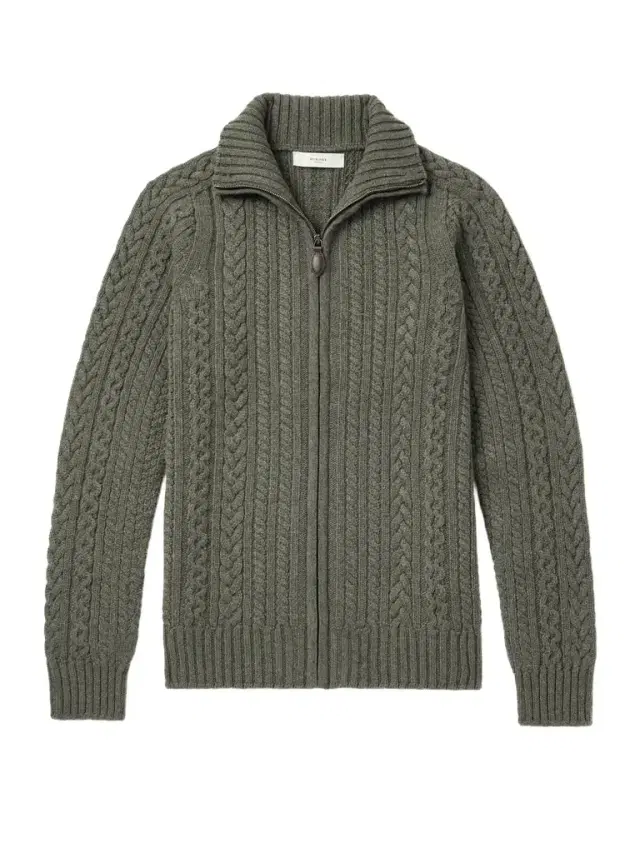 Burlington Cable-Knit Wool and Cashmere Zip-Up Cardigan - Men
