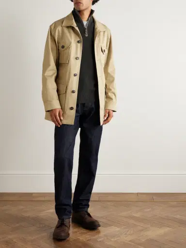 Purdey Leather-Trimmed Cashmere Half-Zip Sweater - Men | Thumbnail 2 Purdey Leather-Trimmed Cashmere Half-Zip Sweater - Men | Thumbnail 2