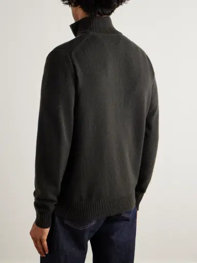 Purdey Leather-Trimmed Cashmere Half-Zip Sweater - Men | Thumbnail 4 Purdey Leather-Trimmed Cashmere Half-Zip Sweater - Men | Thumbnail 4