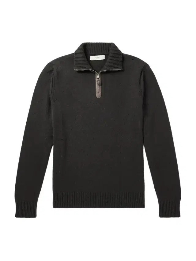 Leather-Trimmed Cashmere Half-Zip Sweater - Men