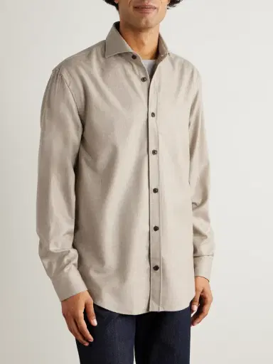 Purdey Cutaway-Collar Wool and Cashmere-Blend Shirt - Men | Thumbnail 3 Purdey Cutaway-Collar Wool and Cashmere-Blend Shirt - Men | Thumbnail 3