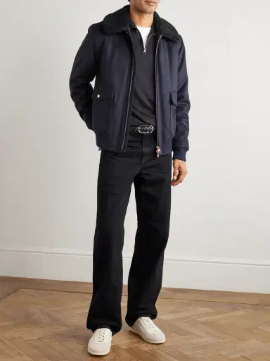 Private White V.C. The Flight Jacket 3.0 Shearling-Trimmed Wool Bomber Jacket - Men | Thumbnail 2 Private White V.C. The Flight Jacket 3.0 Shearling-Trimmed Wool Bomber Jacket - Men | Thumbnail 2