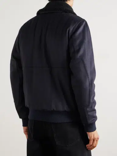 Private White V.C. The Flight Jacket 3.0 Shearling-Trimmed Wool Bomber Jacket - Men | Thumbnail 4 Private White V.C. The Flight Jacket 3.0 Shearling-Trimmed Wool Bomber Jacket - Men | Thumbnail 4