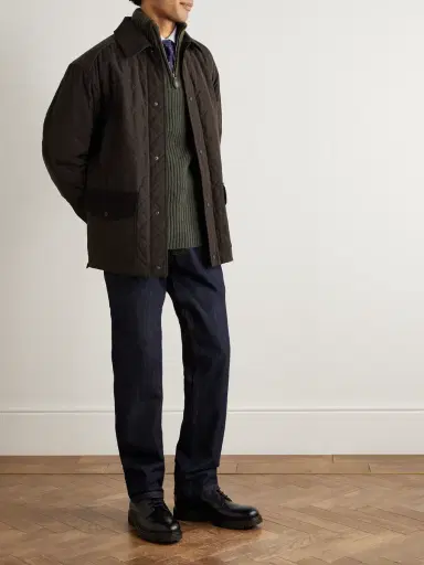 Purdey Commando Suede-Trimmed Ribbed Wool Half-Zip Sweater - Men | Thumbnail 2 Purdey Commando Suede-Trimmed Ribbed Wool Half-Zip Sweater - Men | Thumbnail 2