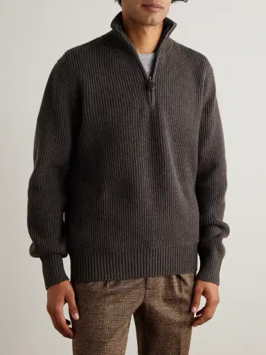 Purdey Clifford Ribbed Wool and Cashmere-Blend Half-Zip Sweater - Men | Thumbnail 3 Purdey Clifford Ribbed Wool and Cashmere-Blend Half-Zip Sweater - Men | Thumbnail 3