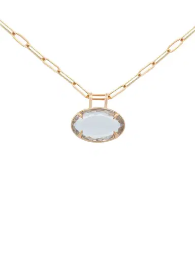 Wish Fine Jewelry 31.55ct White Topaz 18K Gold Oval Pendant | Thumbnail 1