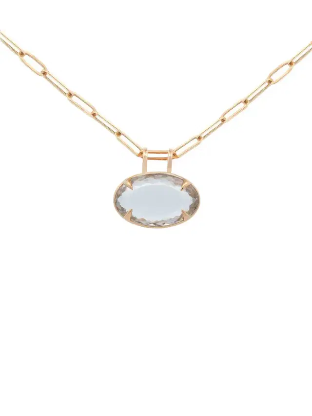 Wish Fine Jewelry 31.55ct White Topaz 18K Gold Oval Pendant