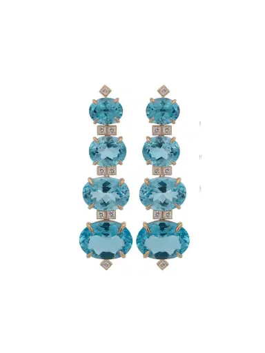 Wish Fine Jewelry 52.858ct Sky Blue Topaz Brown Diamond 18K Earrings | Thumbnail 1 Wish Fine Jewelry 52.858ct Sky Blue Topaz Brown Diamond 18K Earrings | Thumbnail 1