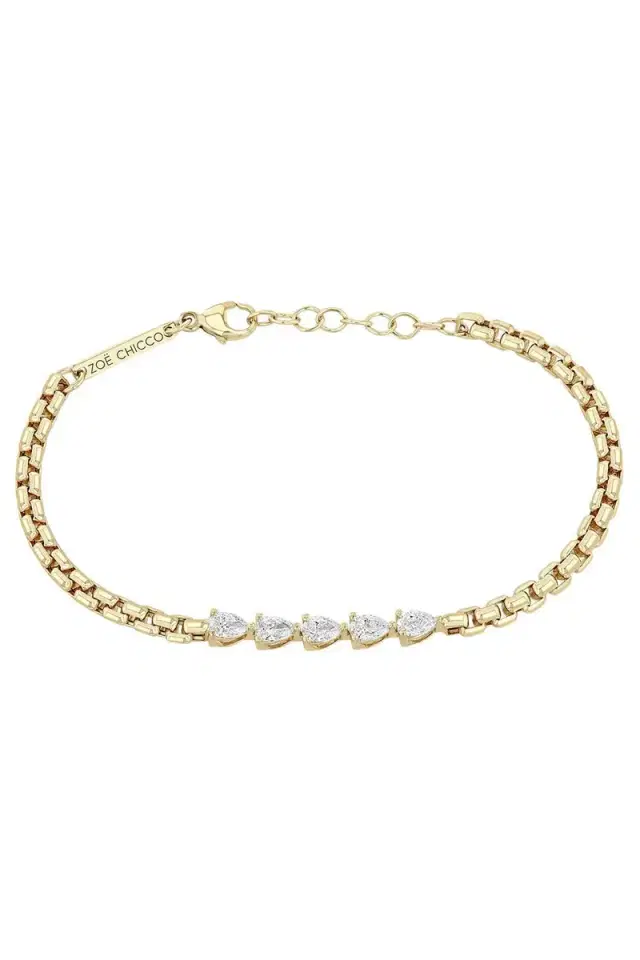 ZOE CHICCO Diamond 5 Link Box Chain Bracelet