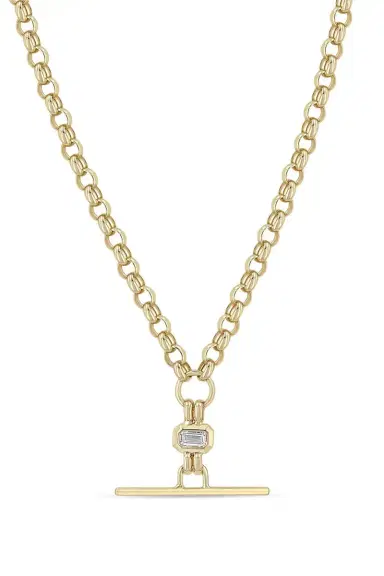 Zoë Chicco Diamond Faux Toggle Large Rolo Necklace | Thumbnail 1