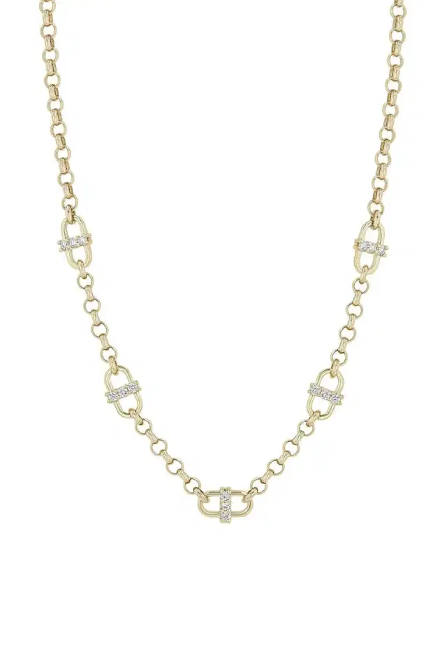 ZOE CHICCO Diamond Medium Open Link 3 Prong Open Link Station Necklace