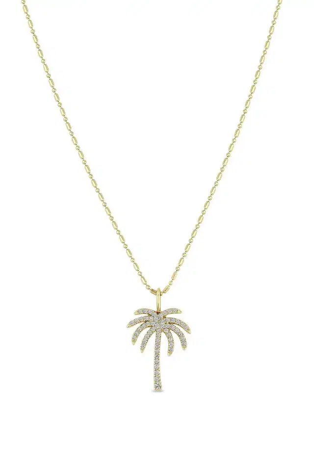 ZOE CHICCO Diamond Palm Tree Pendant Necklace
