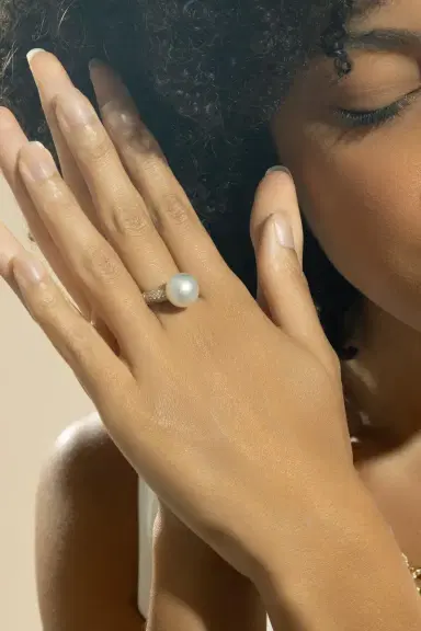 ANDREOLI Diamond Pearl Center Ring | Thumbnail 4