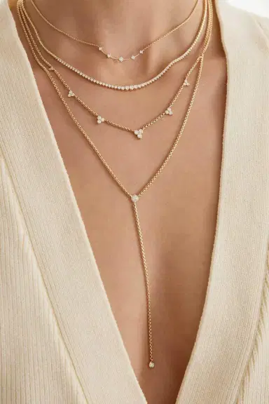 Zoë Chicco Diamond Small Trio Station Box Chain Chain Necklace | Thumbnail 2