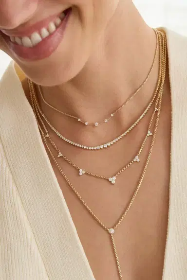 Zoë Chicco Diamond Small Trio Station Box Chain Chain Necklace | Thumbnail 3
