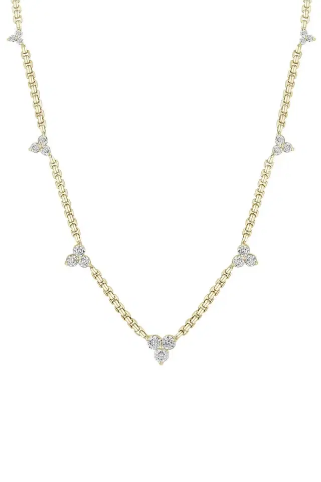 ZOE CHICCO Diamond Small Trio Station Box Chain Chain Necklace