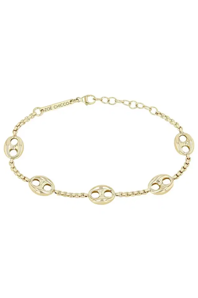 ZOE CHICCO Large 5 Mariner Link Station Box Chain Bracelet