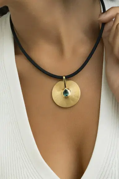 Jade Ruzzo Seafoam Tourmaline Medium Faceted Cymbal Pendant | Thumbnail 2